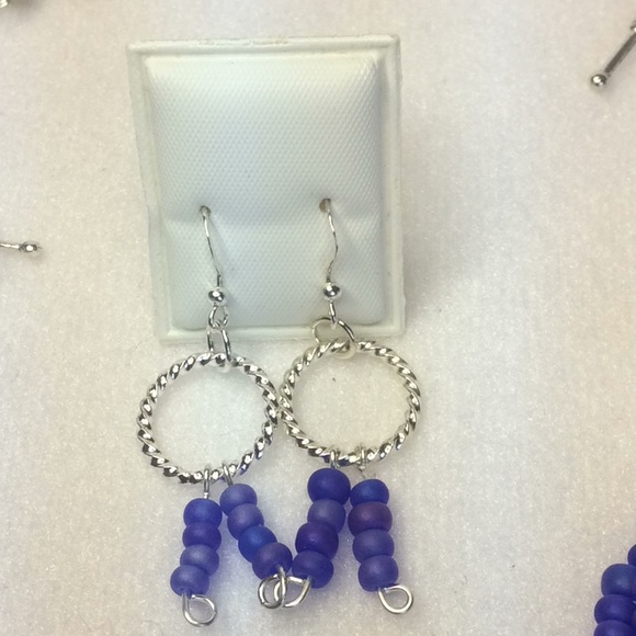 FINAL SALE PRICE Gorgeous Handmade Blue & Purple Matte Jewelry Set - Picture 5 of 5